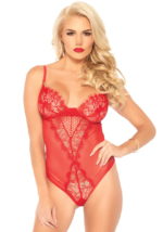 Body rosso tulle e pizzo eyelash 89239 Leg Avenue