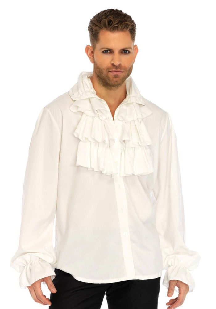 Camicia vittoriana bianca da uomo con rouches - Leg Avenue