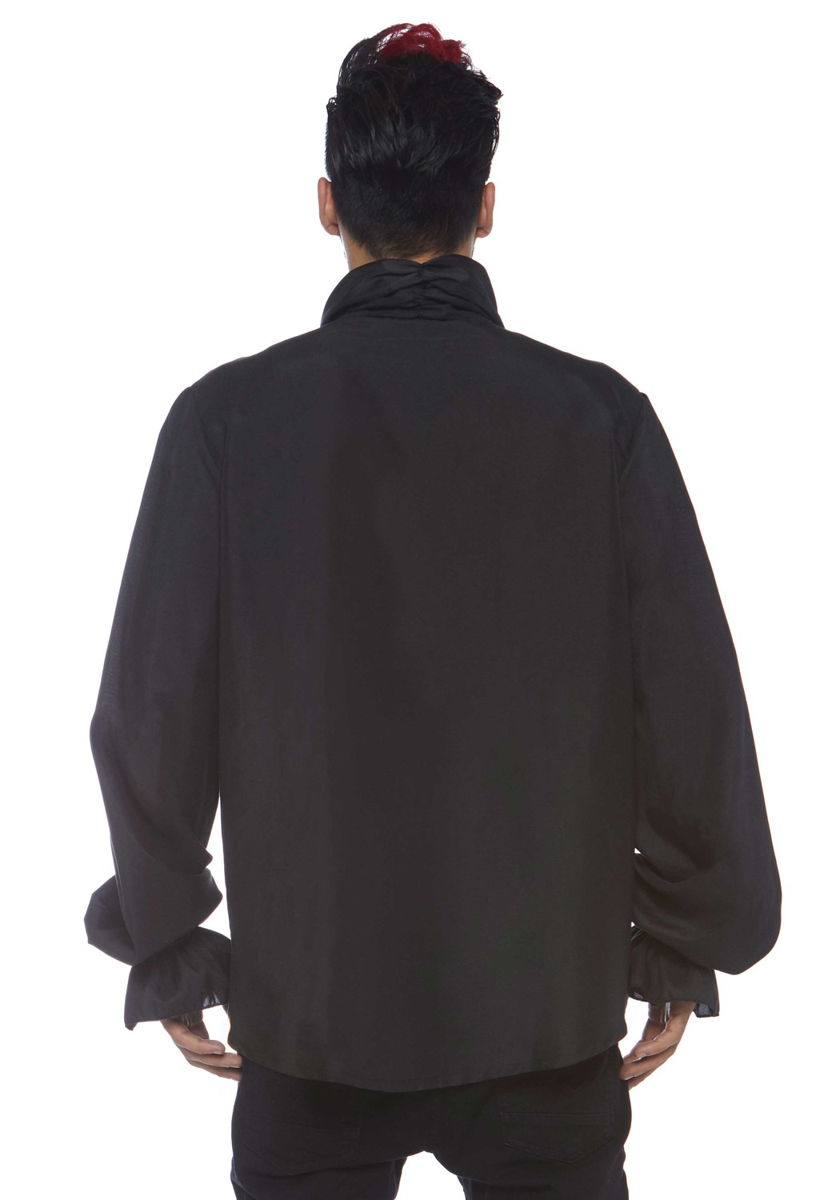 Camicia vittoriana nera da uomo con rouches - Leg Avenue