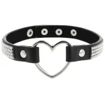 Chocker nero sottile cuore metallo brillantini Coquette