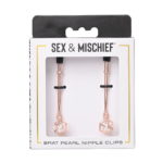 Clip per capezzoli con cubi e perle Sex & Mischief (Scatola Fronte)