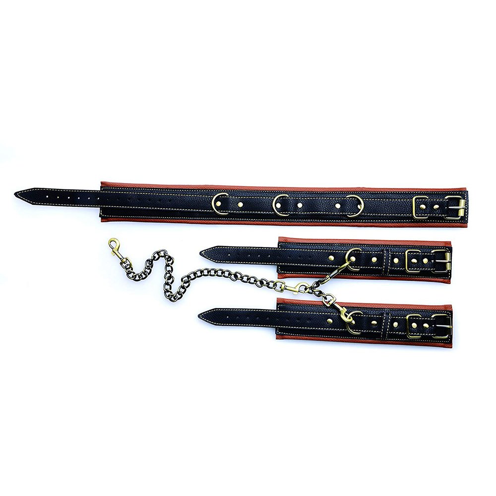 Kit bondage collare e manette in ecopelle "Coax" - Master Series
