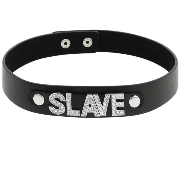 Collarino con scritta slave in brillantini Coquette