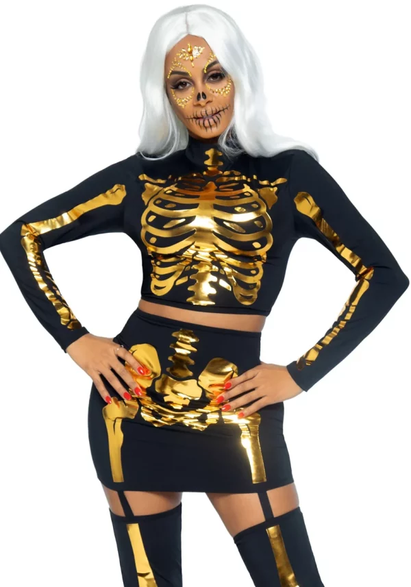 Costume 2 pezzi Golden Skeleton Leg Avenue 87061