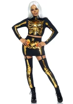 Costume 2 pezzi Golden Skeleton Leg Avenue 87061 (frontale)