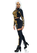 Costume 2 pezzi Golden Skeleton Leg Avenue 87061 (laterale)