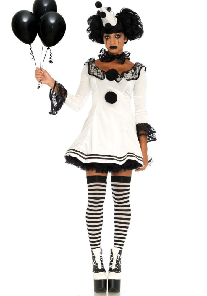 Costume da Pierrot Clown bianco e nero Leg Avenue 86658
