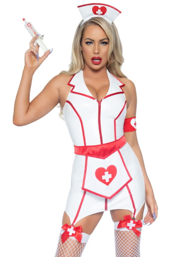 Costume sexy infermiera effetto bagnato Naughty Nurse Leg Avenue