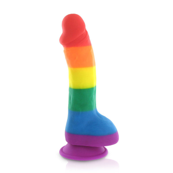 Dildo in silicone arcobaleno con testicoli 20 cm Pride Dildo LGBT