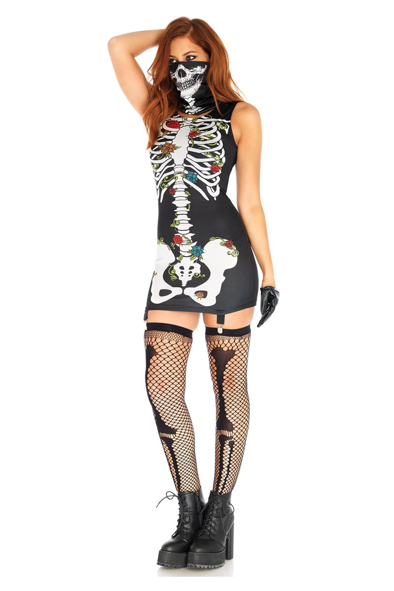 Vestito scheletro "Bones-n-Roses" | Leg Avenue
