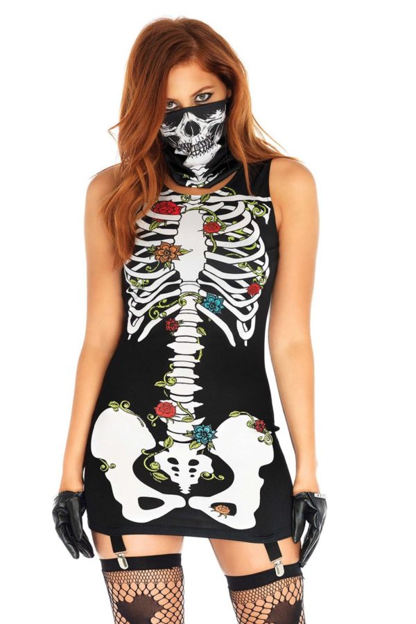 Vestito scheletro "Bones-n-Roses" | Leg Avenue