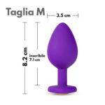 Misure in centimetri del Plug anale viola con cuore dorato Taglia M Temptasia in silicone Blush