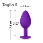 Misure in centimetri del Plug anale viola con cuore dorato Temptasia in silicone Blush
