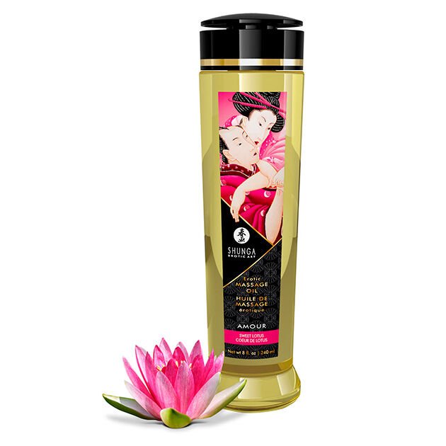 Olio per massaggi erotici al fiore di loto Shunga