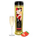 Olio per massaggi erotici champagne fragola Shunga