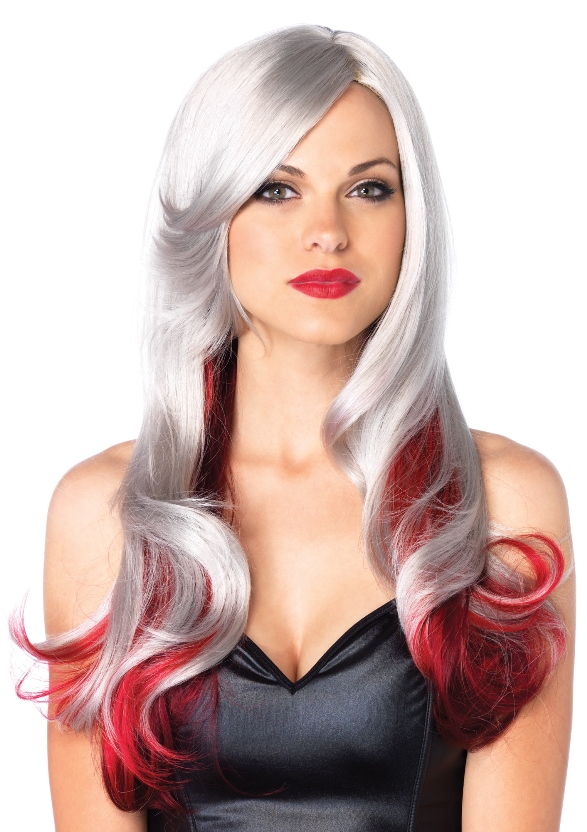 Parrucca grigio rosso capelli lunghi bicolore Leg Avenue 2611