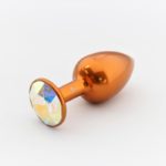 Plug Anale in alluminio arancione aurora boreale con cristallo Swarovski Rosebuds