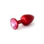 Plug Anale in alluminio rosso pink con cristallo Swarovski Rosebuds