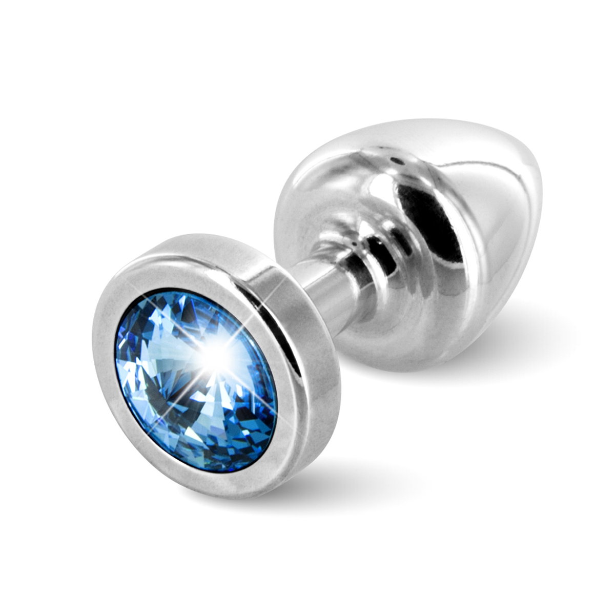 Plug Anale in alluminio silver con cristallo azzurro Swarovsky - Diogol