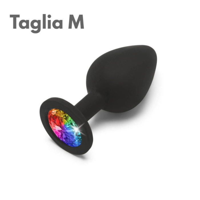 Plug anale in silicone con gemma arcobaleno Taglia M ToyJoy