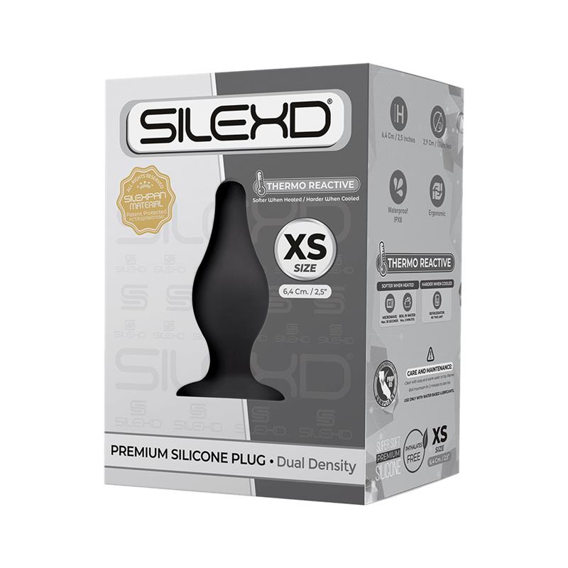 Plug anale nero in silicone termoreattivo XS SilexD