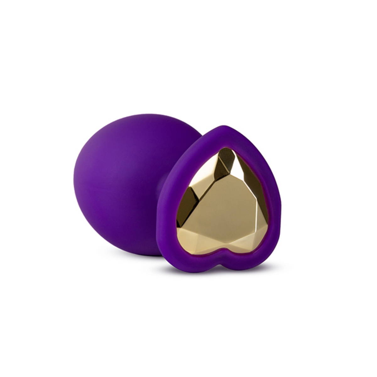 Plug anale viola con cuore dorato Temptasia in silicone Blush (frontale)