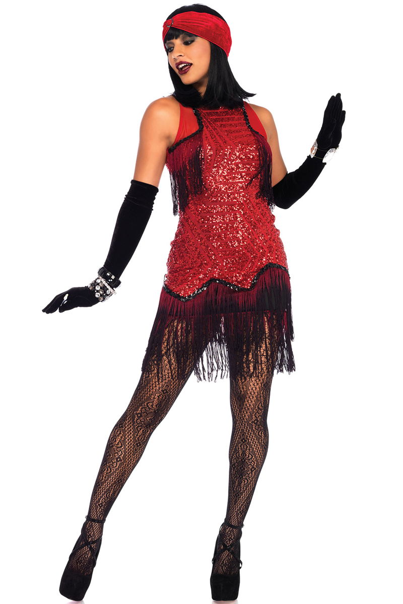 Vestito ispirato agli anni 20 rosso con fascia Gatsby Girl Leg Avenue 86698
