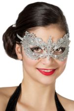 Maschera in pizzo grigio con brillantini stile Gran Ballo di Anastasia